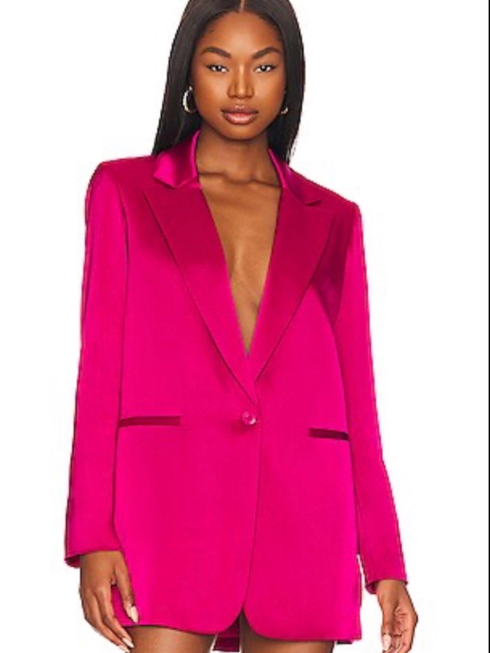 Alice + Olivia Hot Pink Satin Single-Button Blazer sz 14